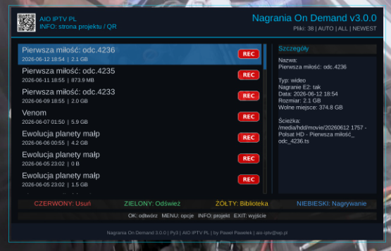 Nagrania On Demand 3.0.0 — biblioteka nagrań
